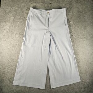 Ann Taylor The Marina Pants Womens 14 Blue  Wide Leg Stretch Preppy Barrel Beach